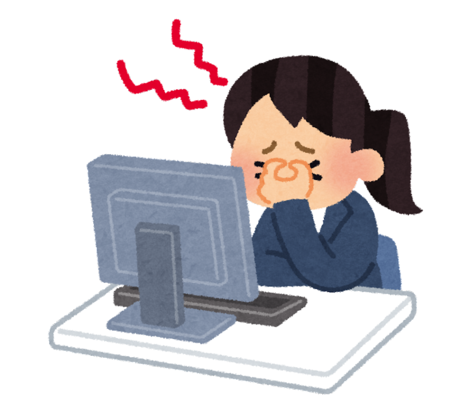 パソコン作業による目の疲れや眼精疲労を感じている女性